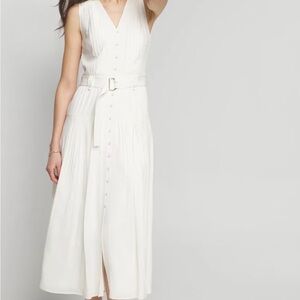 WHBM Sleeveless Utility Collar Midi Dress size 6 NWT Ecru
